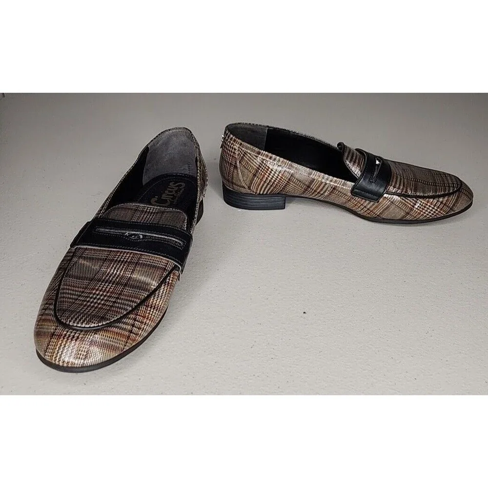Circus Sam Edelman Hannon Plaid Slip On Penny Loafers Womens Size 7.5 EUC